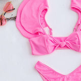 Stylish Solid Color Ruffle Swimsuit - Women's 2 Piece Bikini Set - Aqova