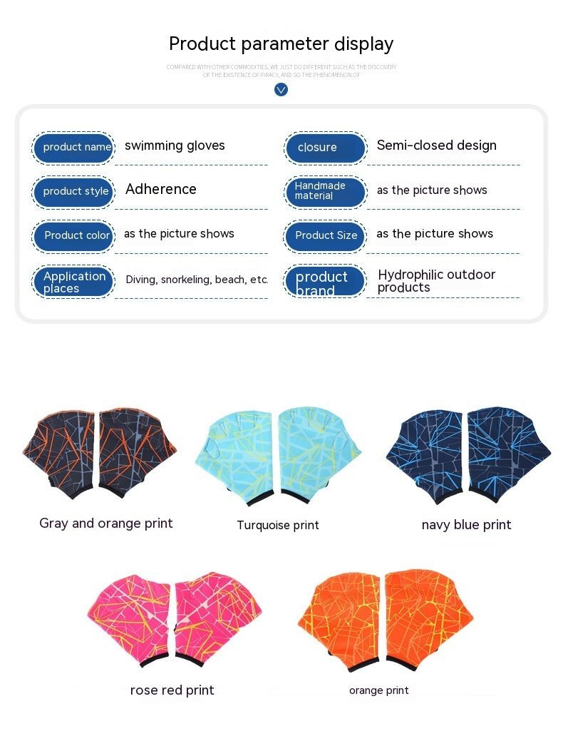 Stylish Submersible Swim Gloves - Webbed Duck Feet Design for Optimal Performance - Aqova
