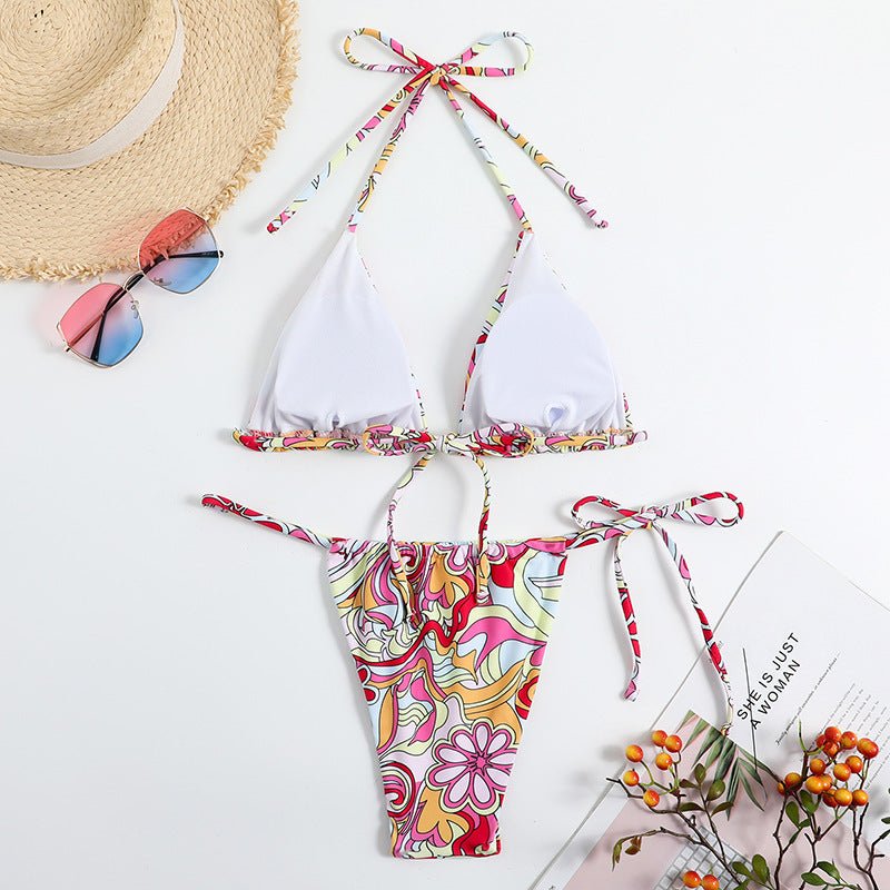 Stylish Triangle Printed Bikini Swimsuit for Women - Multi Sizes Available - Aqova