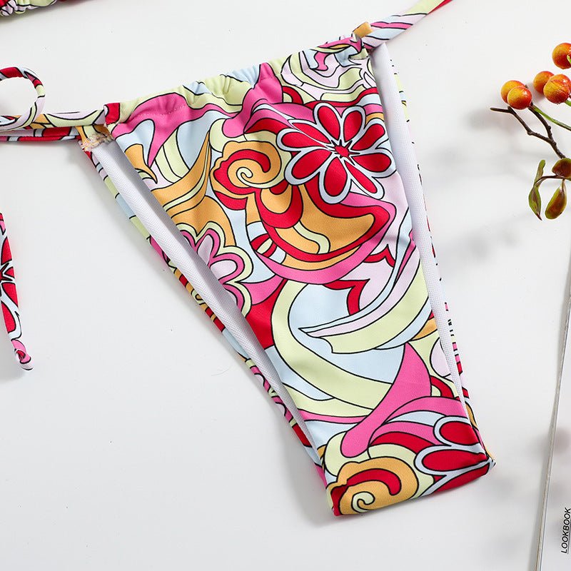 Stylish Triangle Printed Bikini Swimsuit for Women - Multi Sizes Available - Aqova
