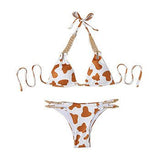 Stylish Women's Bikini Set - Chain Design, Black Floral Print - Aqova