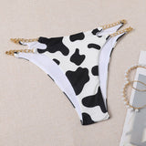 Stylish Women's Bikini Set - Chain Design, Black Floral Print - Aqova