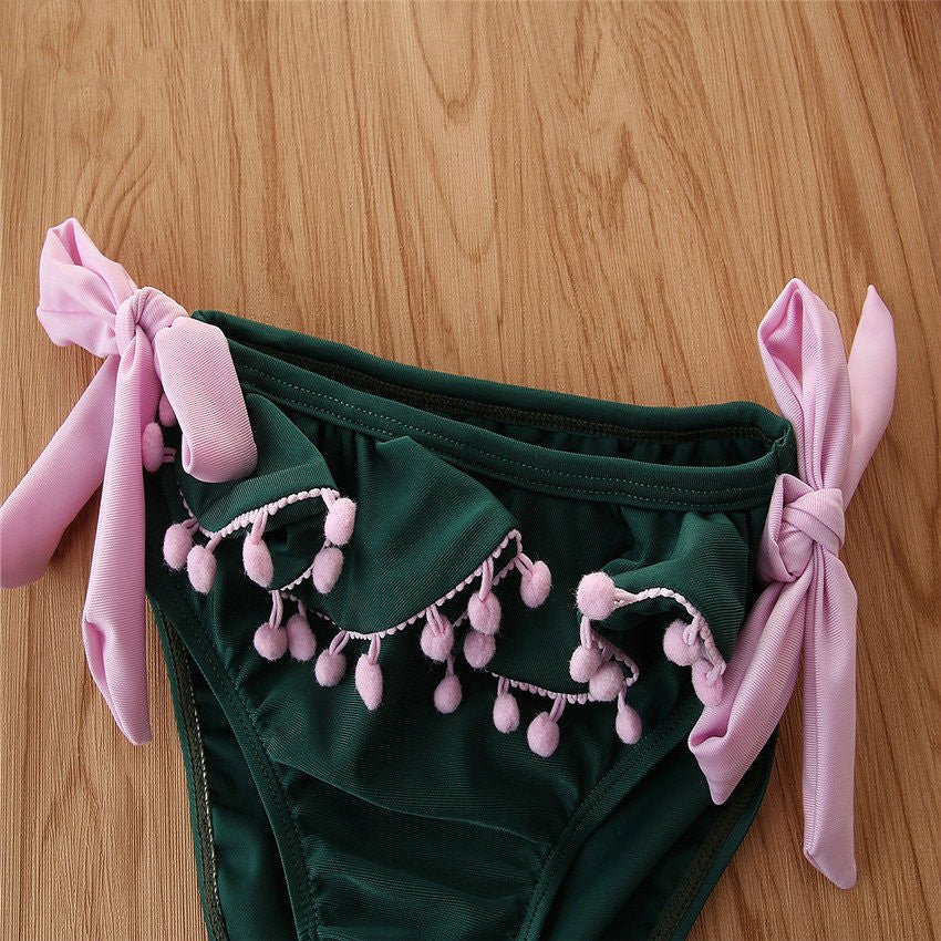 Summer Girl's Color Matching Bikini Swimsuit - Stylish 2T to 6T Sizes - Aqova