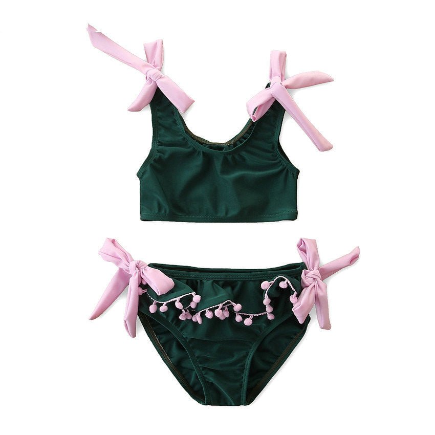 Summer Girl's Color Matching Bikini Swimsuit - Stylish 2T to 6T Sizes - Aqova