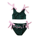 Summer Girl's Color Matching Bikini Swimsuit - Stylish 2T to 6T Sizes - Aqova