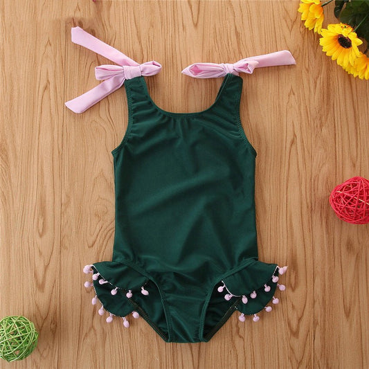 Summer Girl's Color Matching Bikini Swimsuit - Stylish 2T to 6T Sizes - Aqova