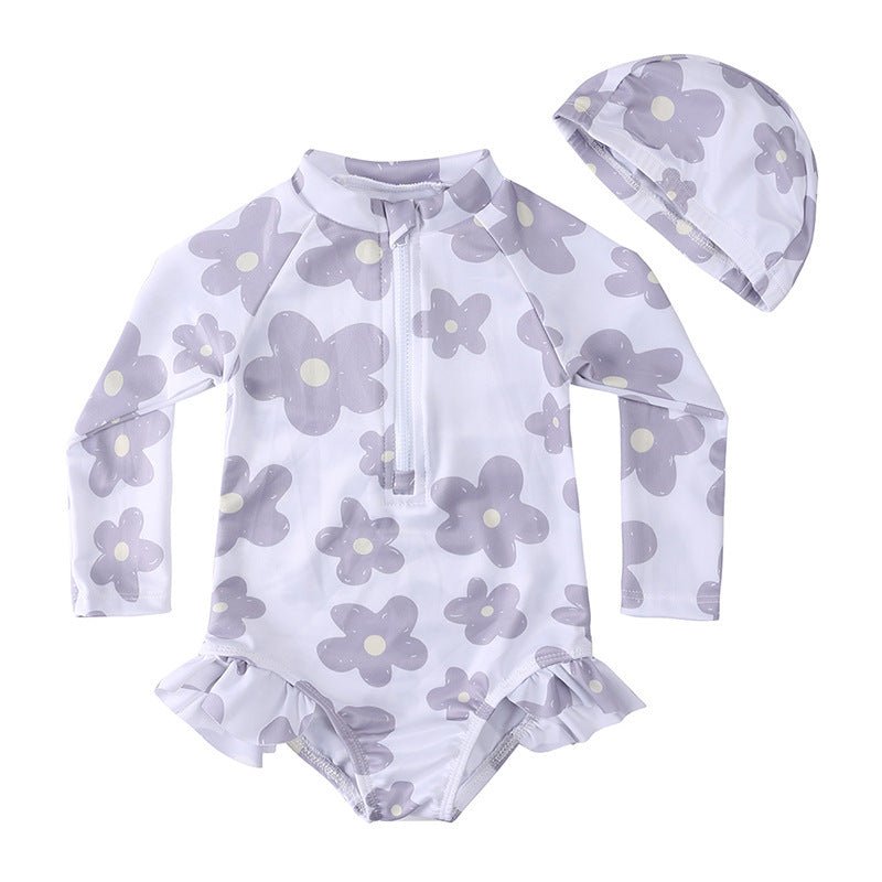 Summer Girls' Floral One - Piece Swimsuit - Perfect for Swimming Ages 1 - 8 - Aqova