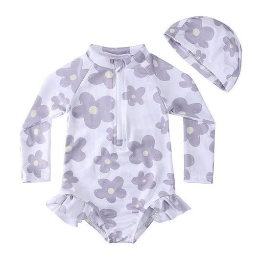 Summer Girls' Floral One - Piece Swimsuit - Perfect for Swimming Ages 1 - 8 - Aqova
