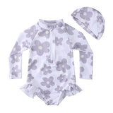 Summer Girls' Floral One - Piece Swimsuit - Perfect for Swimming Ages 1 - 8 - Aqova