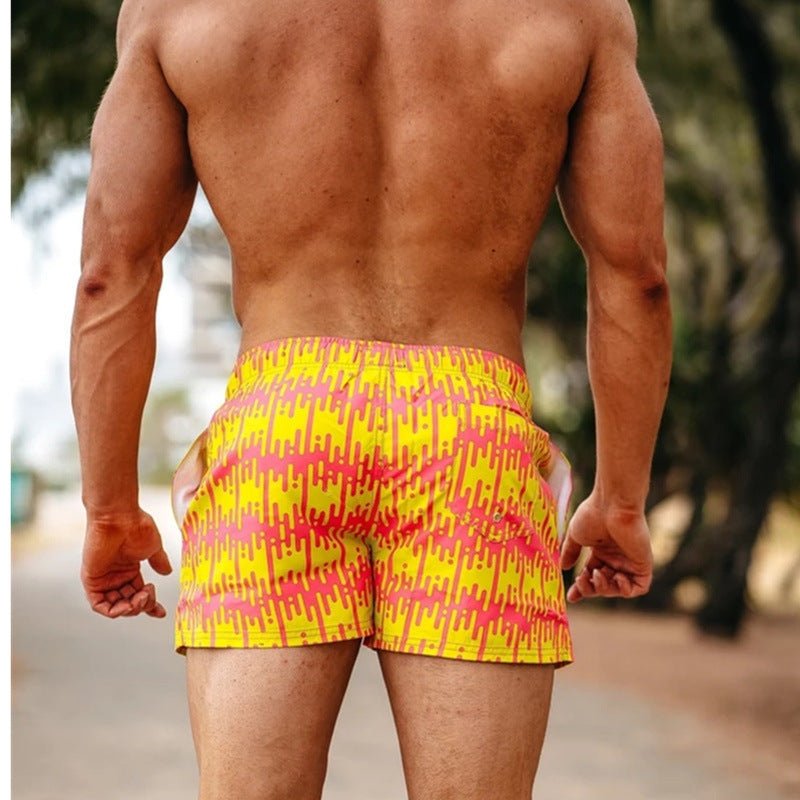Summer Men's Loose Quick Dry Boxer Trunks - Beach Pants in Yellow - Aqova
