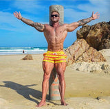 Summer Men's Loose Quick Dry Boxer Trunks - Beach Pants in Yellow - Aqova