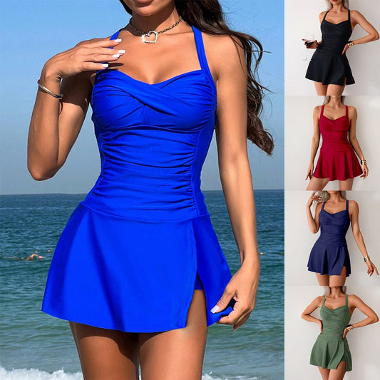 Summer Split Swimsuit Female Skirt Style Plus Size Swimsuit - Aqova
