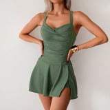 Summer Split Swimsuit Female Skirt Style Plus Size Swimsuit - Aqova