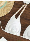 Suspenders High Waist Split Swimsuit Women - Aqova