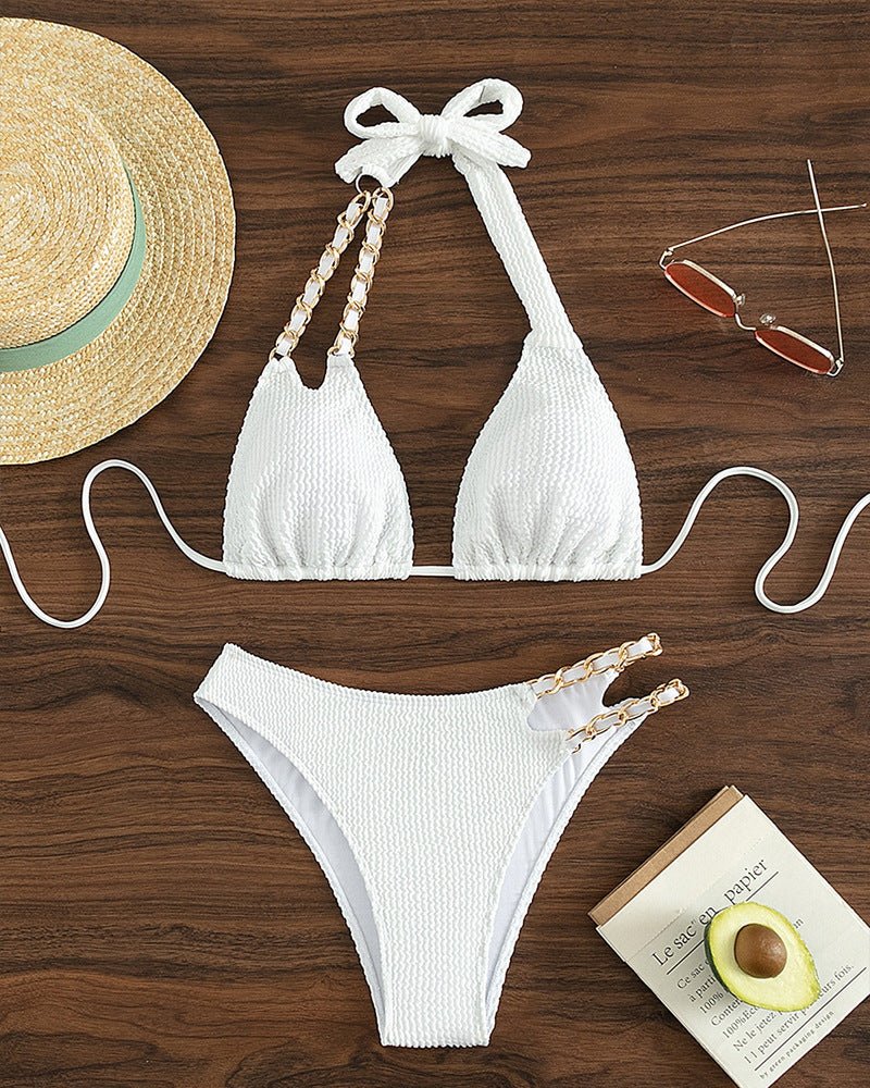 Suspenders High Waist Split Swimsuit Women - Aqova