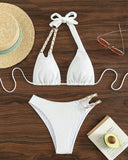 Suspenders High Waist Split Swimsuit Women - Aqova
