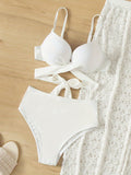 Swimsuit Elegant Gathered Long Skirt Bikini Three Pieces - Aqova