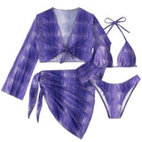 Swimsuit New 4 PCs Set Split Long Sleeve Bikini For Women - Aqova