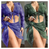 Swimsuit New 4 PCs Set Split Long Sleeve Bikini For Women - Aqova