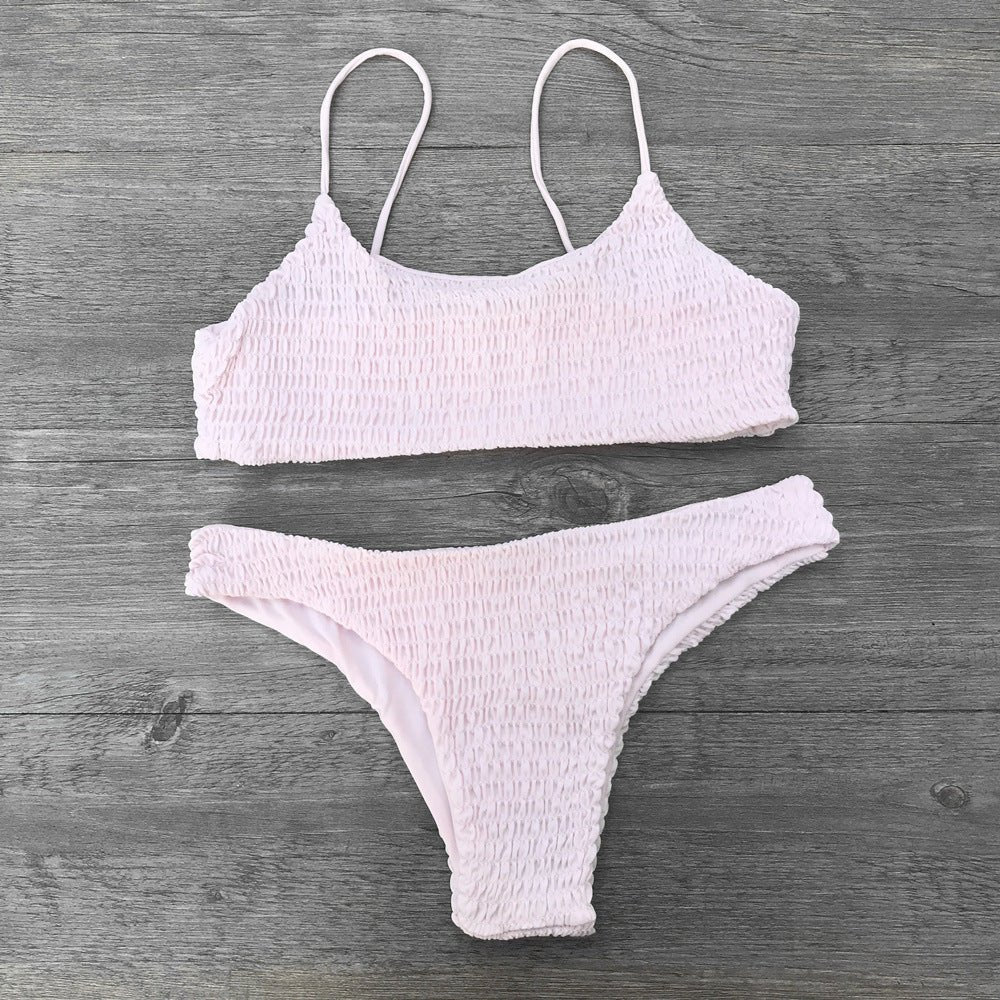 Swimsuit Pleated Triangle Bikini European And American Swimwear Women - Aqova
