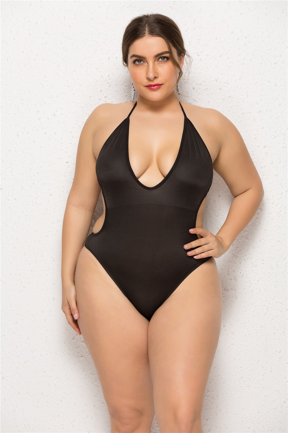 Swimsuit Women's Sling Deep V - neck Thin One - piece Skirt Fat Swimwear - Aqova