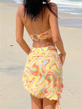 Swimwear Color Printing Three - piece Set - Aqova