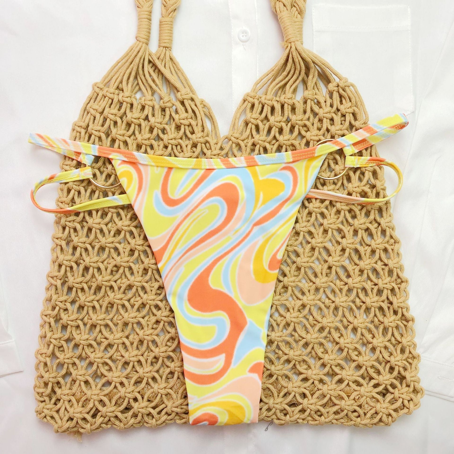 Swimwear Color Printing Three - piece Set - Aqova