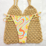 Swimwear Color Printing Three - piece Set - Aqova