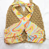 Swimwear Color Printing Three - piece Set - Aqova