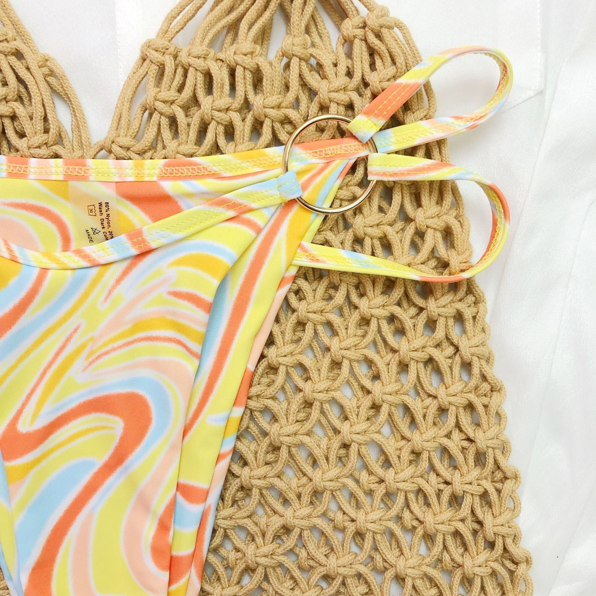 Swimwear Color Printing Three - piece Set - Aqova