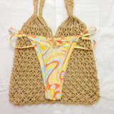 Swimwear Color Printing Three - piece Set - Aqova