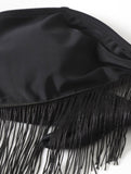 Tassel Tube Top Suspender Mesh Three - piece Set - Aqova