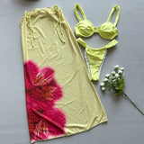 Three - piece Bikini Printed Split Women's Swimsuit Suit - Aqova