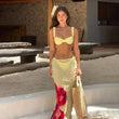Three - piece Bikini Printed Split Women's Swimsuit Suit - Aqova