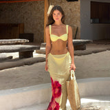 Three - piece Bikini Printed Split Women's Swimsuit Suit - Aqova