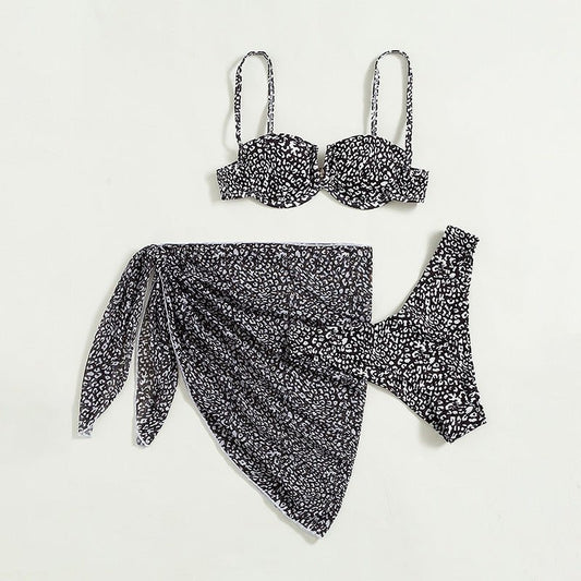 Three-Piece Floral Bikini Beach Dress - Stylish Swimwear Collection - Aqova
