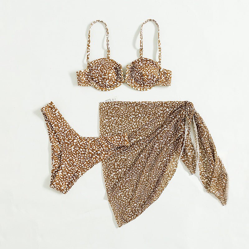 Three-Piece Floral Bikini Beach Dress - Stylish Swimwear Collection - Aqova