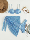 Three-Piece Floral Bikini Beach Dress - Stylish Swimwear Collection - Aqova