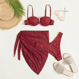 Three-Piece Floral Bikini Beach Dress - Stylish Swimwear Collection - Aqova