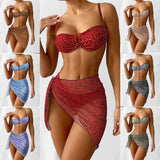 Three-Piece Floral Bikini Beach Dress - Stylish Swimwear Collection - Aqova