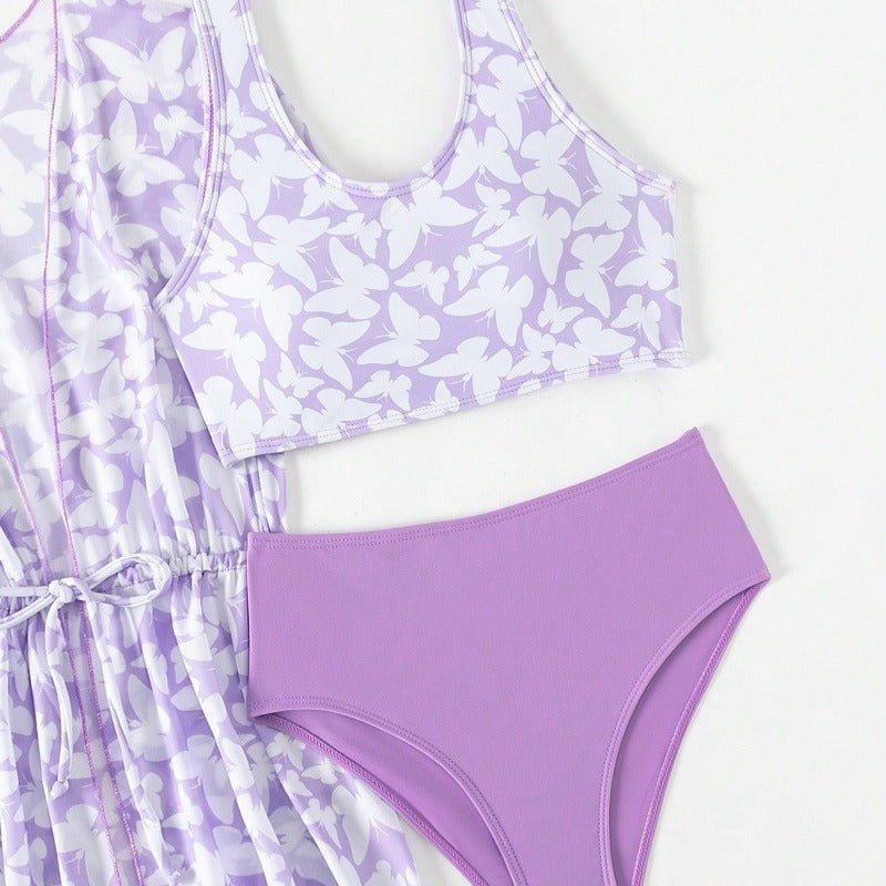 Three Piece Split Swimsuit Cover - Colorful Swimwear for Girls Ages 8 - 12 - Aqova
