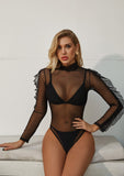 Three piece swimsuit mesh long sleeve bikini - Aqova