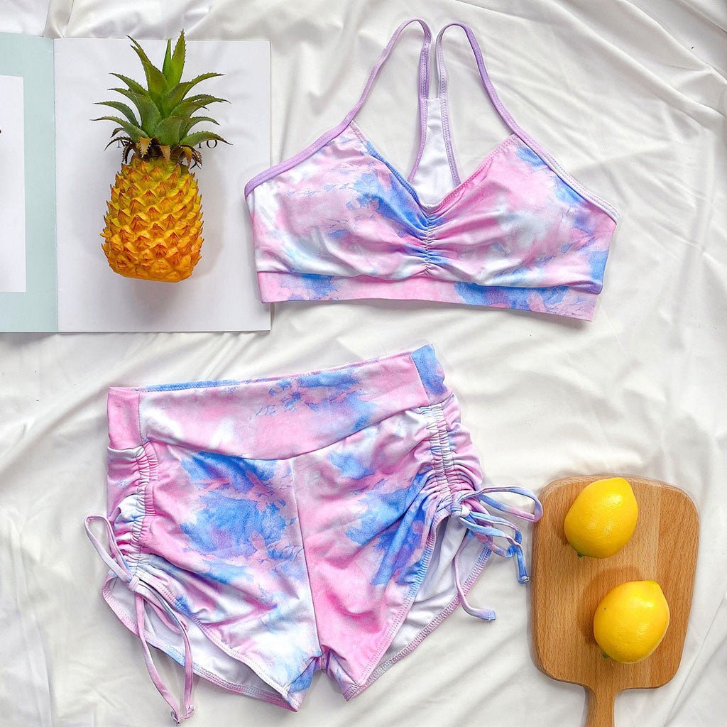 Tie - Dye Push - Up Brazilian Bikini Set - Stylish Swimwear for Summer - Aqova