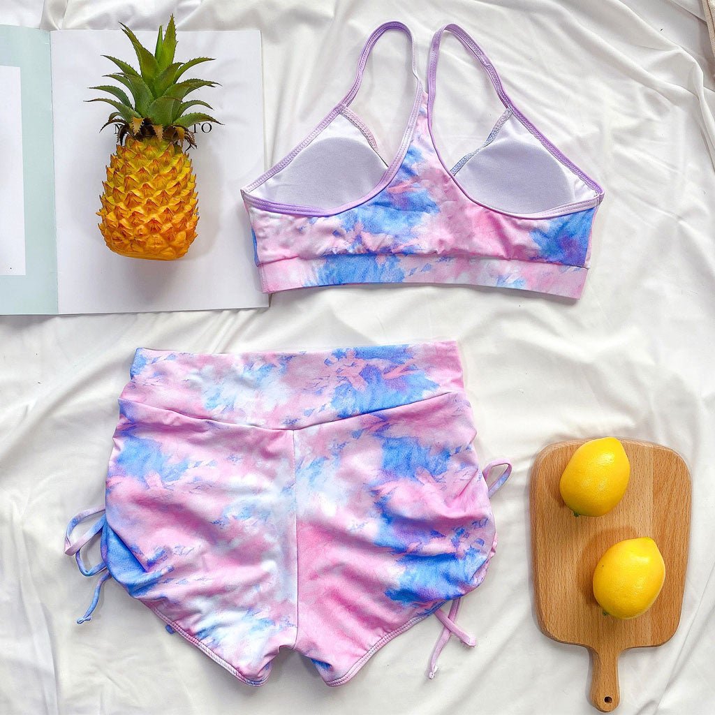 Tie - Dye Push - Up Brazilian Bikini Set - Stylish Swimwear for Summer - Aqova