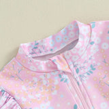 Toddler Girl Floral Print Swimsuit - Ruffle Long Sleeve Bathing Suit - Aqova