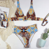 Trendy Printed Halter Bikini - Europe & America Style, Nylon Fabric - Aqova
