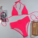 Trendy Printed Halter Bikini - Europe & America Style, Nylon Fabric - Aqova