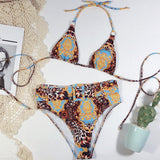 Trendy Printed Halter Bikini - Europe & America Style, Nylon Fabric - Aqova