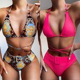 Trendy Printed Halter Bikini - Europe & America Style, Nylon Fabric - Aqova
