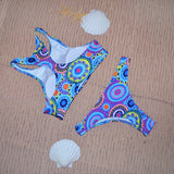 Trendy Women's Bikini Swimsuit Set - Circle Printed Swimwear - Aqova